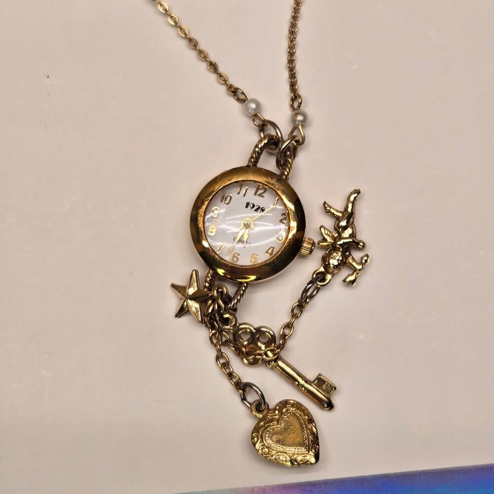 Vintage Signed 1928 Jewelry Co Watch Necklace - Victorian Revival - Picture 5 of 12